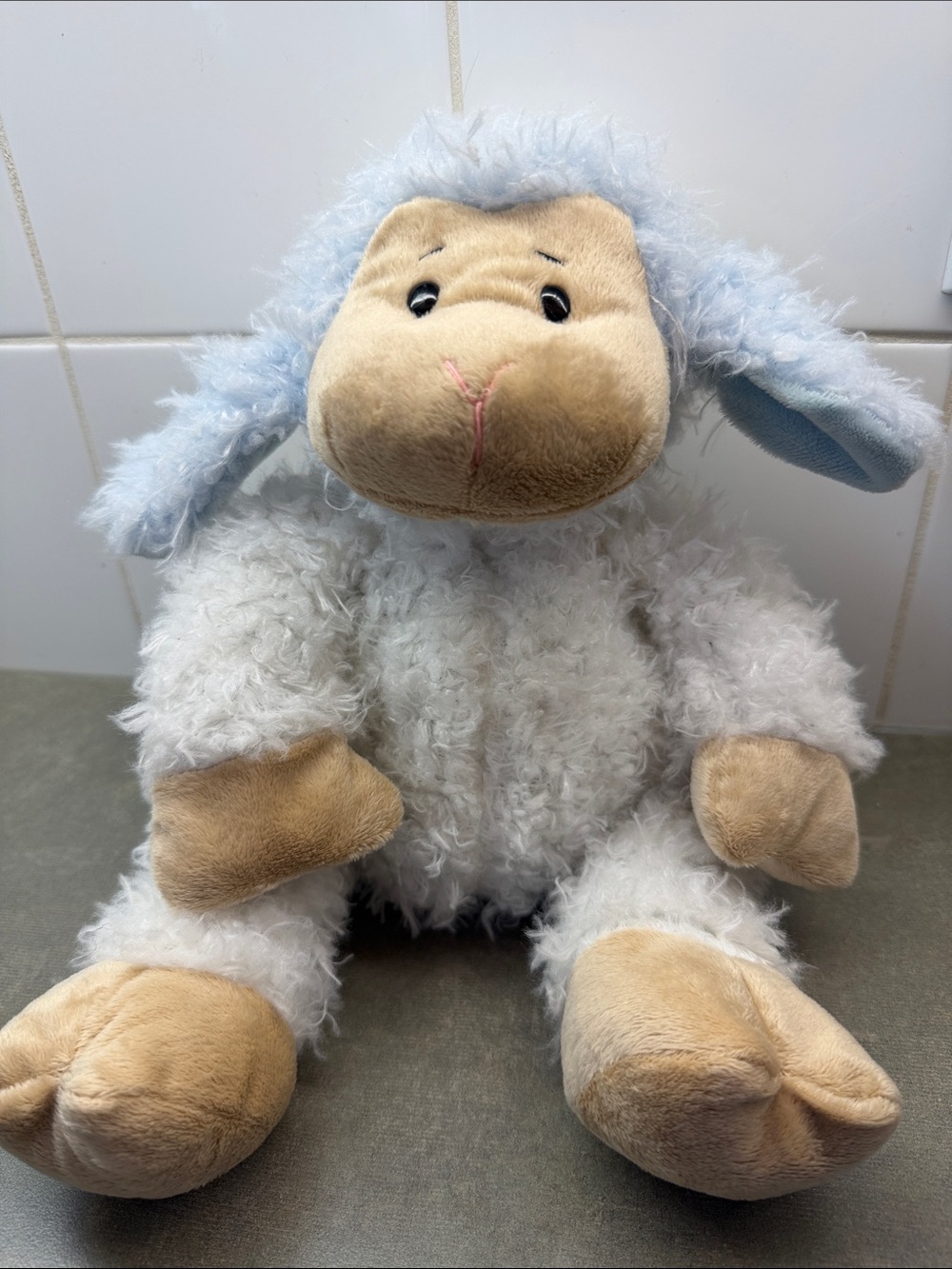 Super Soft Plush Lamb Ganz Stuffed Animal in White and Light Blue